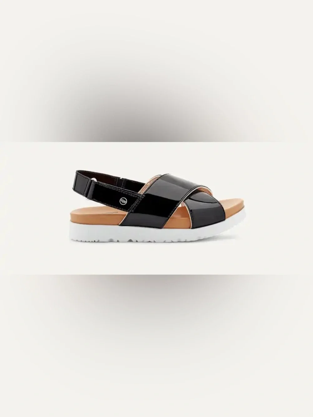 UGG Kids Klara Sandals Black Patent Leather Size 6